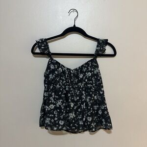 Hollister Navy and White Floral Camisole